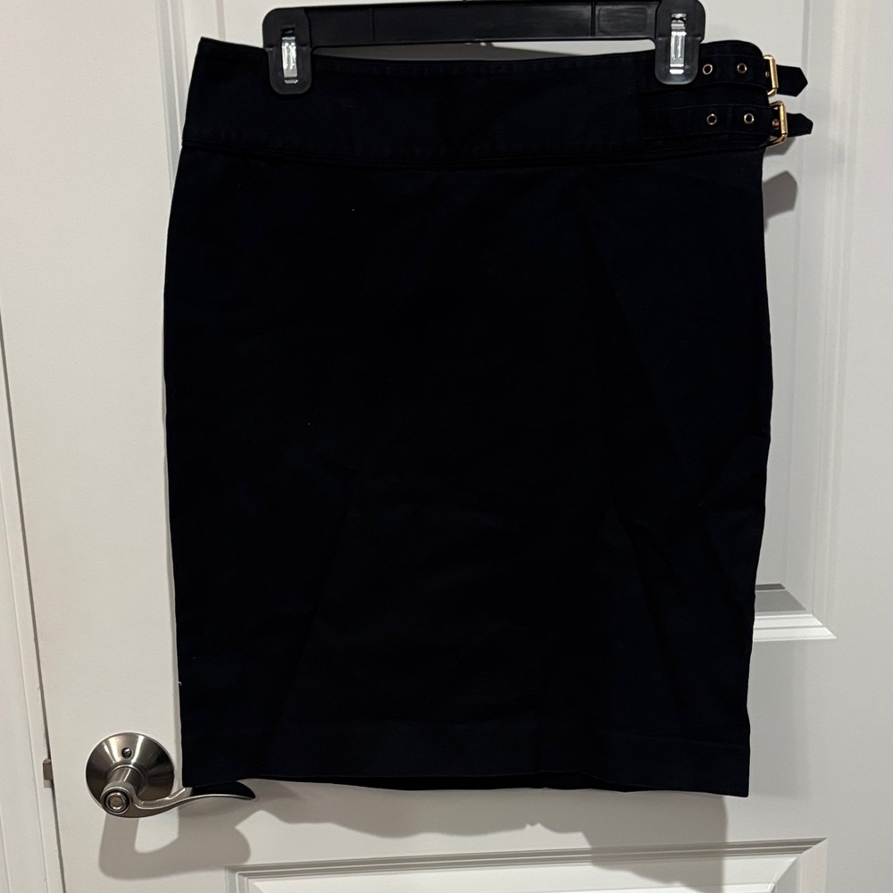 Lauren Ralph Lauren Black Pencil Skirt with Gold Buckles